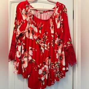 New, no tags.  Off or on the shoulder red summer top!